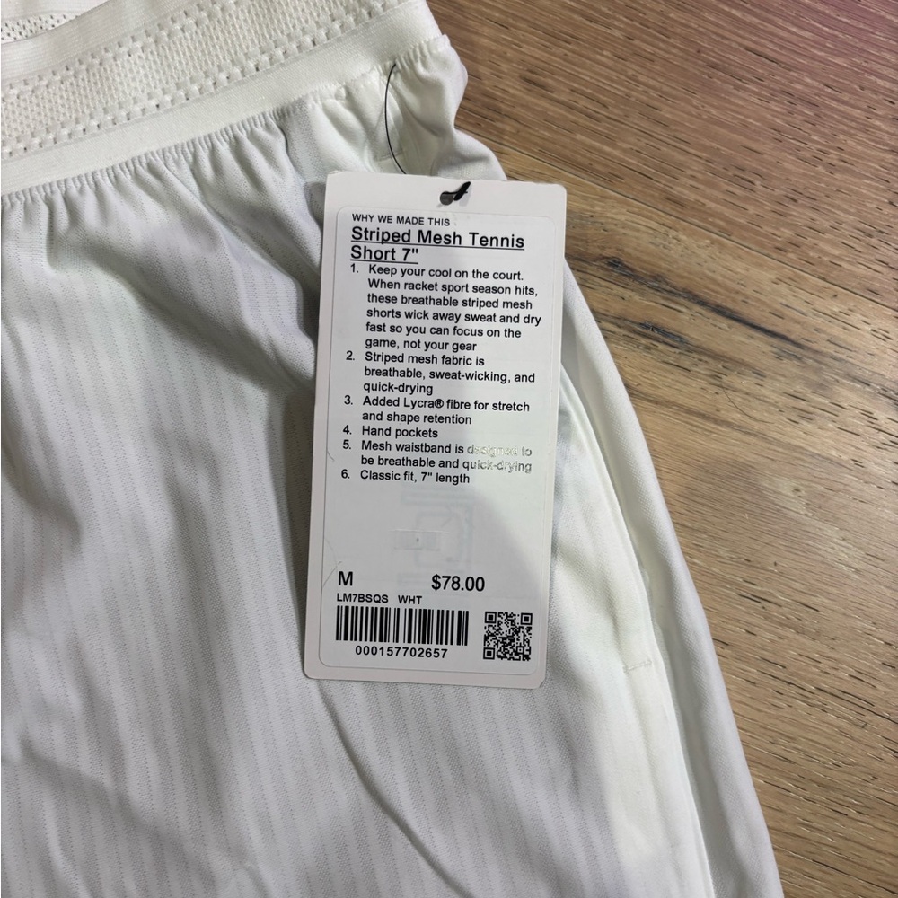 NWT Lululemon Striped Mesh White Athletic Shorts - Picture 2 of 5